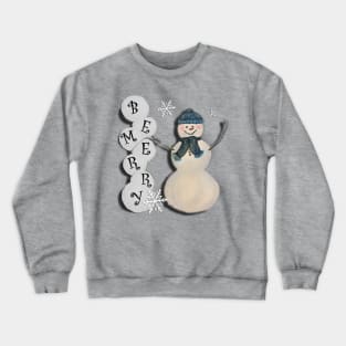 Snowman Lover Gifts, Cute Graphic Design Vintage Snowmen & Snowballs: BE MERRY, Snowflake Winter Gift Crewneck Sweatshirt